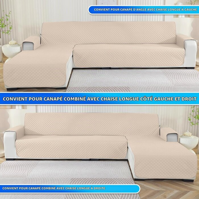 Housse de canapé d'angle universelle 280 cm Beige - Jusqu'à -56%