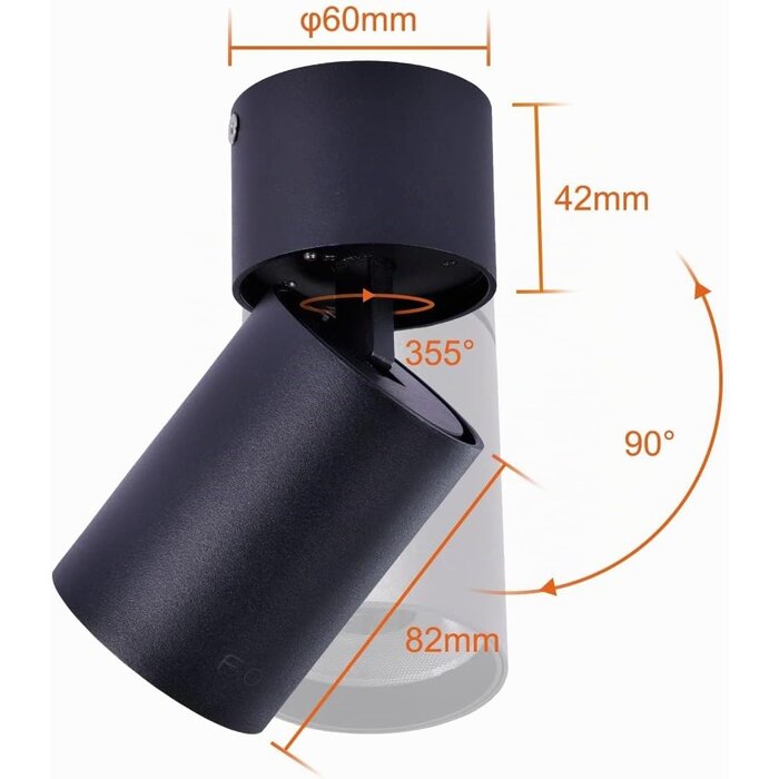 Spot LED orientable 15W 4000K Noir - Jusqu'à 55% de réduction