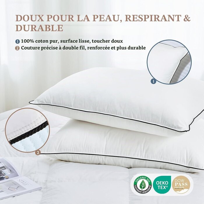 Lot de 2 Oreillers 3 Chambres 50x75cm - Jusqu'à -64% sur votre confort