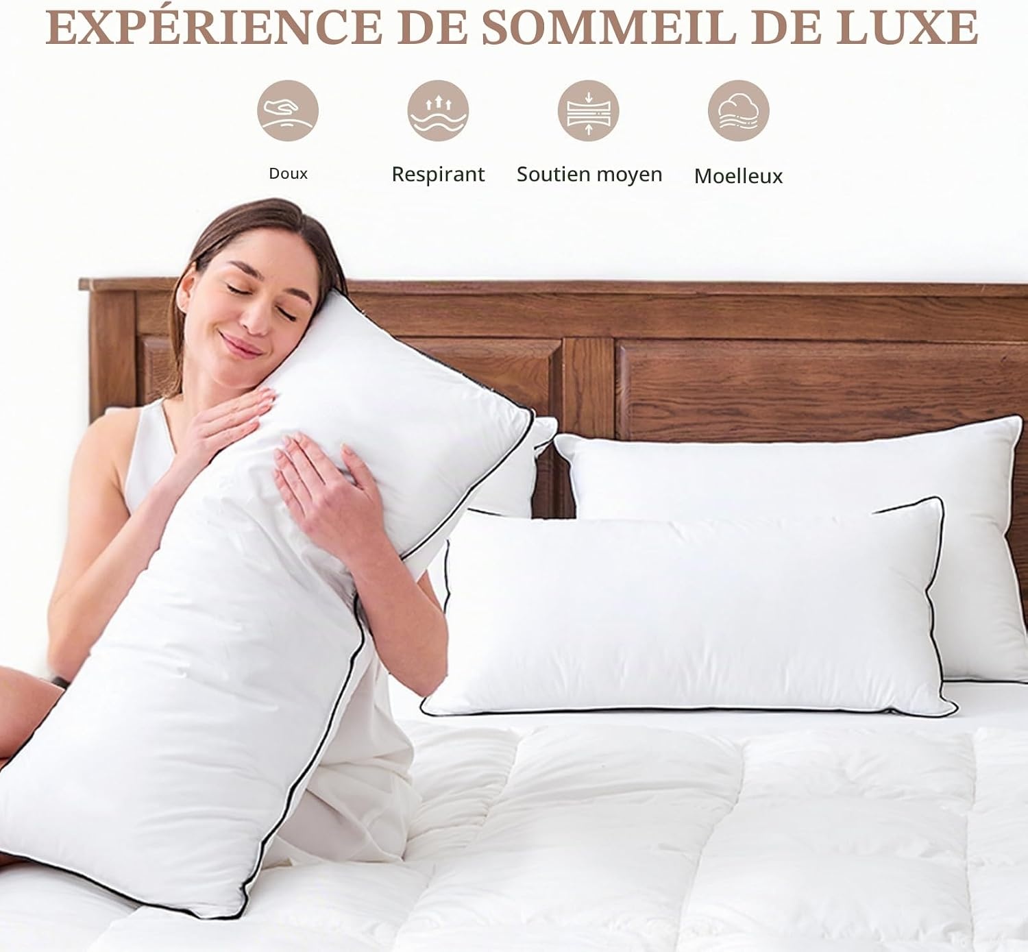 Lot de 2 Oreillers 3 Chambres 50x75cm - Jusqu'à -64% sur votre confort