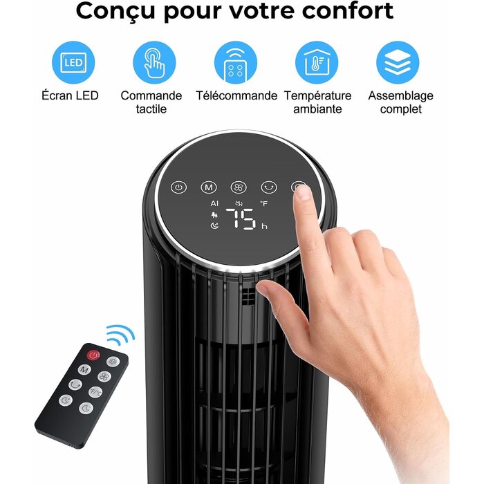 Ventilateur colonne silencieux 33cm - Jusqu'à -33% sur l'outlet