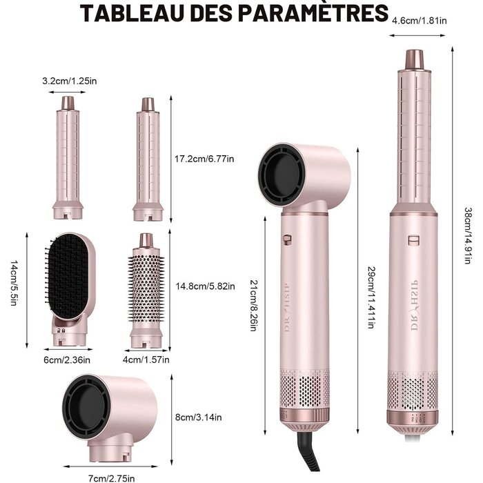 Brosse soufflante 5-en-1 : lissage et boucles - Jusqu'à 60% de réduction