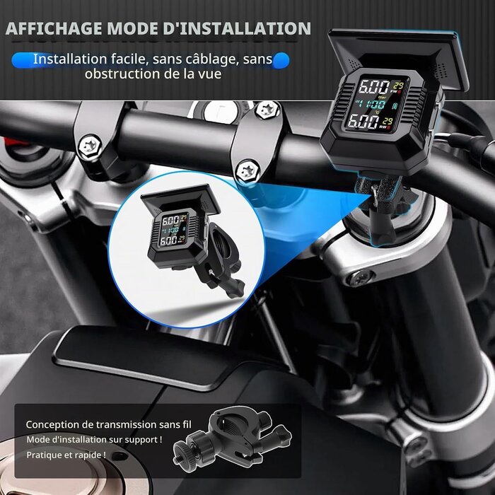 Système TPMS moto sans fil : pression en temps réel jusqu'à -60%