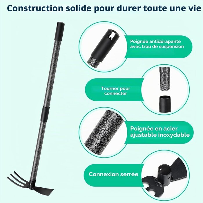 Houe de jardin avec râteau ajustable - Jusqu'à 57% de remise sur votre outil
