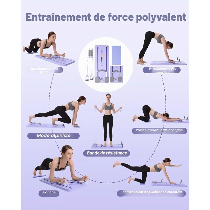 Plateforme Pilates Reformer Pliable Violette - Jusqu'à -63% de remise