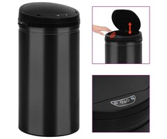Vidaxl Poubelle à capteur automatique 50 L - Acier noir - Jusqu'à -36%