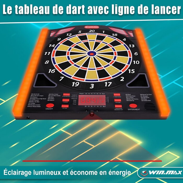 Cible de fléchettes électronique avec ligne laser - Jusqu'à 40% de réduction