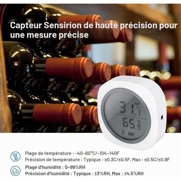 Thermomètre hygromètre Bluetooth avec écran LCD - 60% de remise