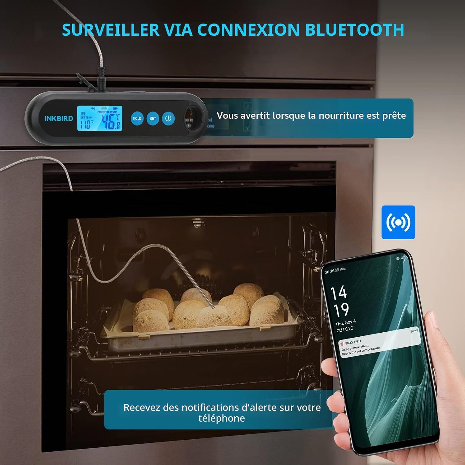 Thermomètre à viande Bluetooth 2 sondes - 60% de remise - Déballé / Bon état