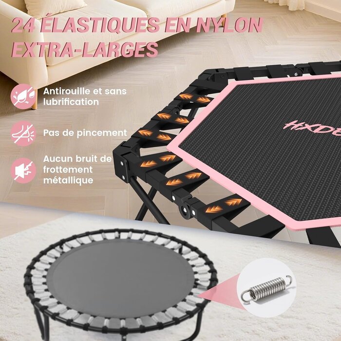 Trampoline de fitness pliable 106,5 cm rose - Jusqu'à 41% de remise