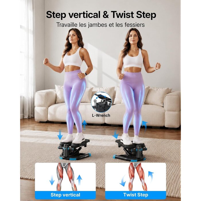 Mini Stepper 2-en-1 Fitness avec Bandes de Résistance - Jusqu'à -47%