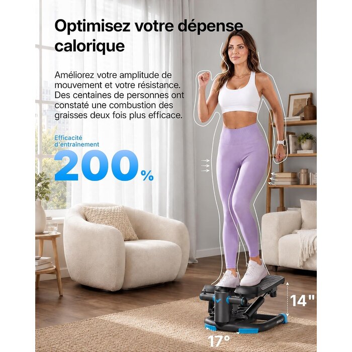 Mini Stepper 2-en-1 Fitness avec Bandes de Résistance - Jusqu'à -47%