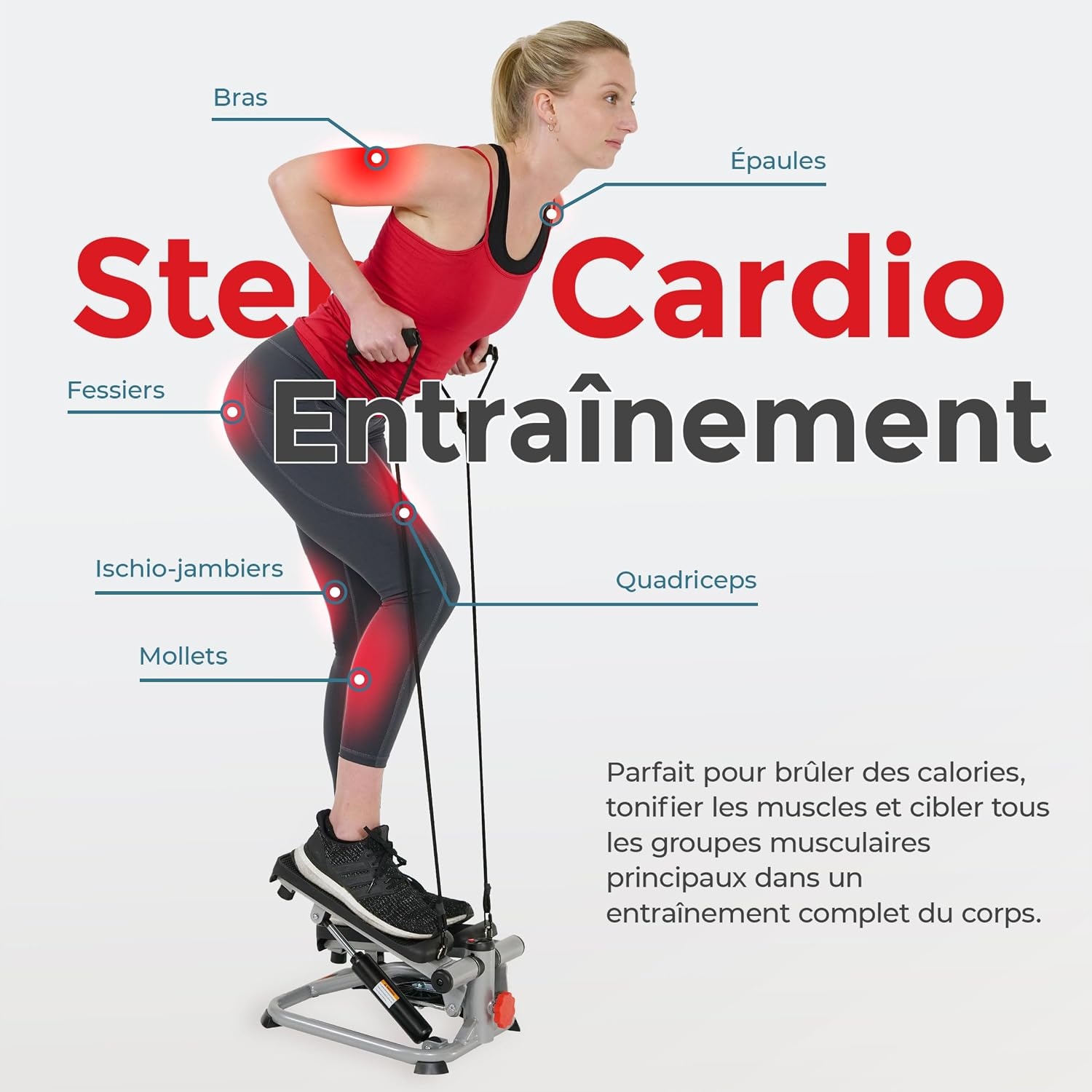 Mini Stepper Fitness avec Bandes de Résistance - Jusqu'à -46% sur l'Outlet