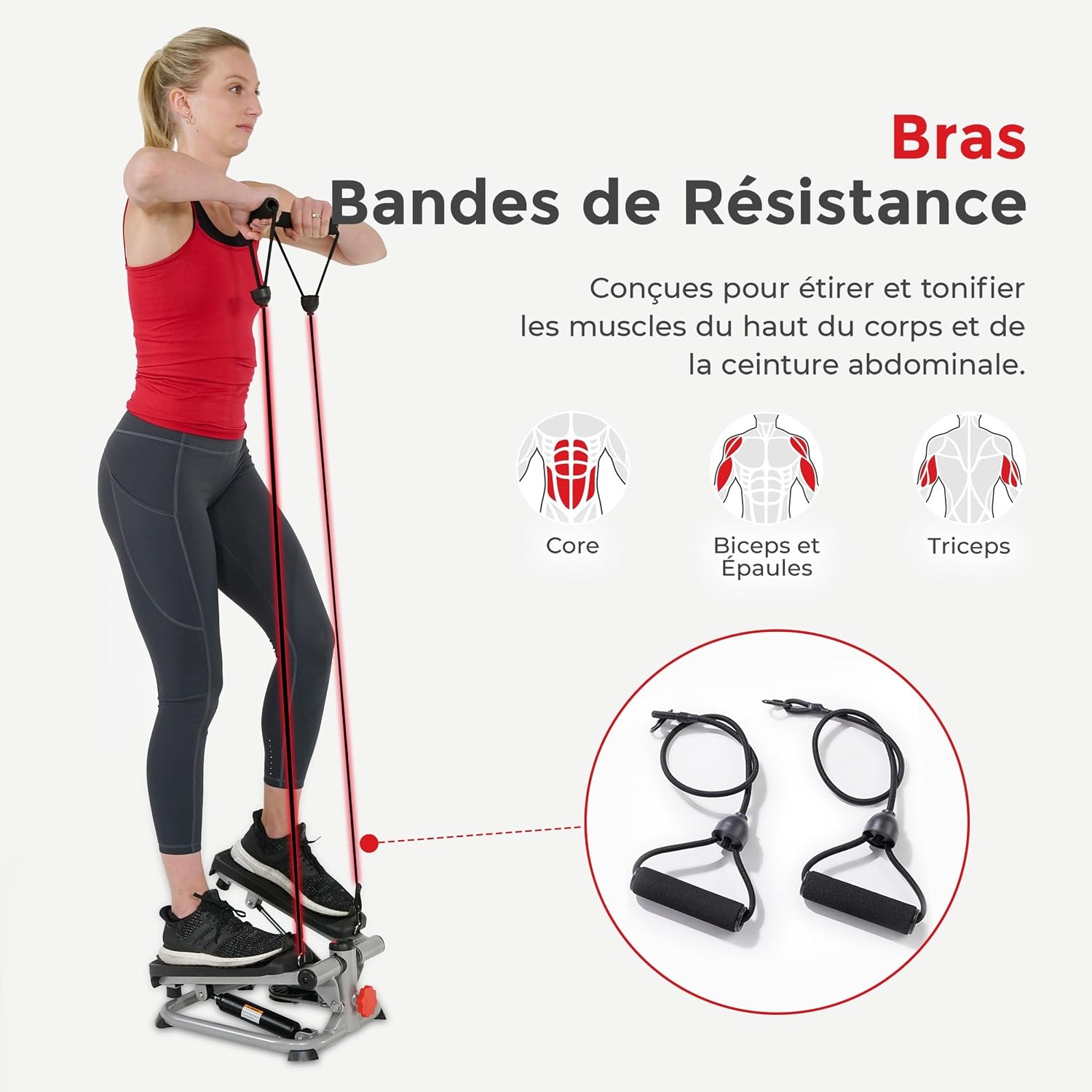 Mini Stepper Fitness avec Bandes de Résistance - Jusqu'à -46% sur l'Outlet