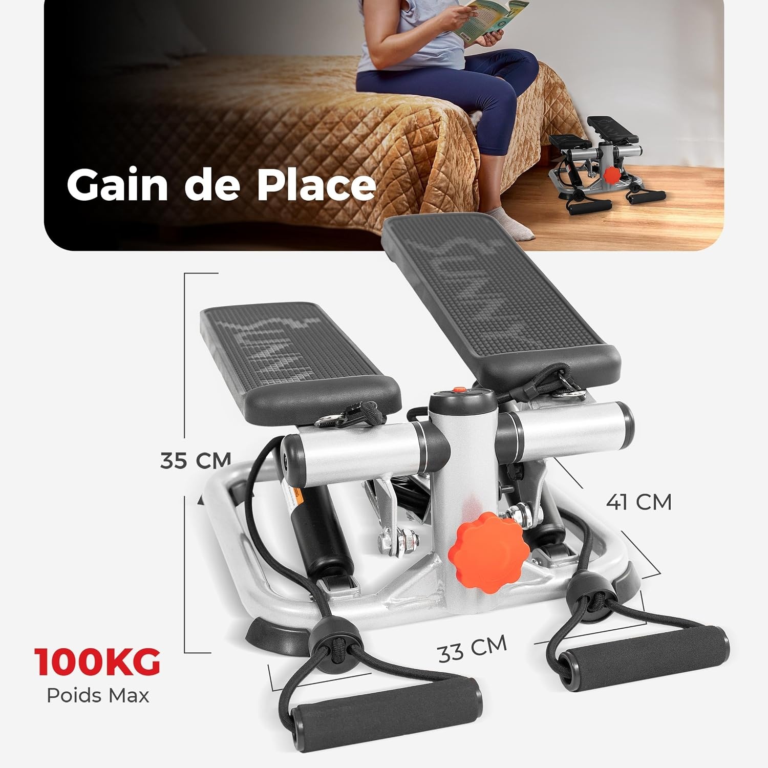Mini Stepper Fitness avec Bandes de Résistance - Jusqu'à -46% sur l'Outlet