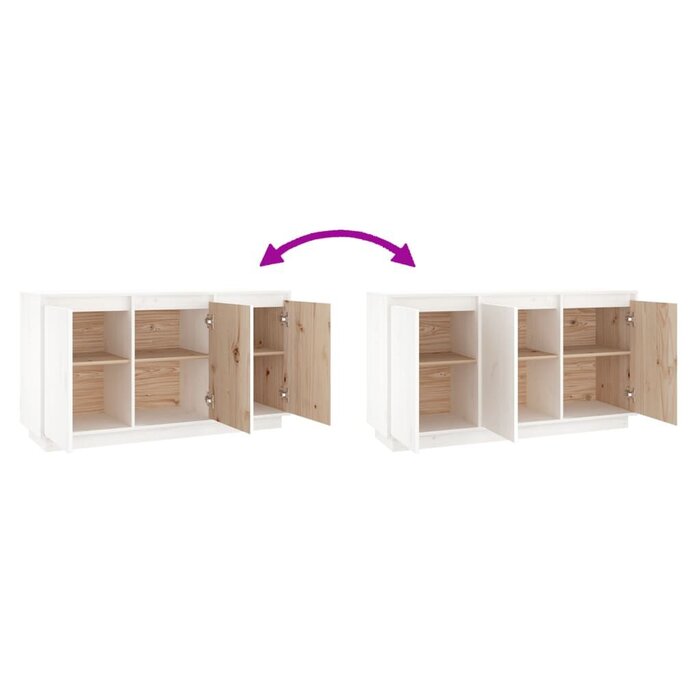 Vidaxl Buffet bas en pin massif blanc - 111 cm - Jusqu'à -41%