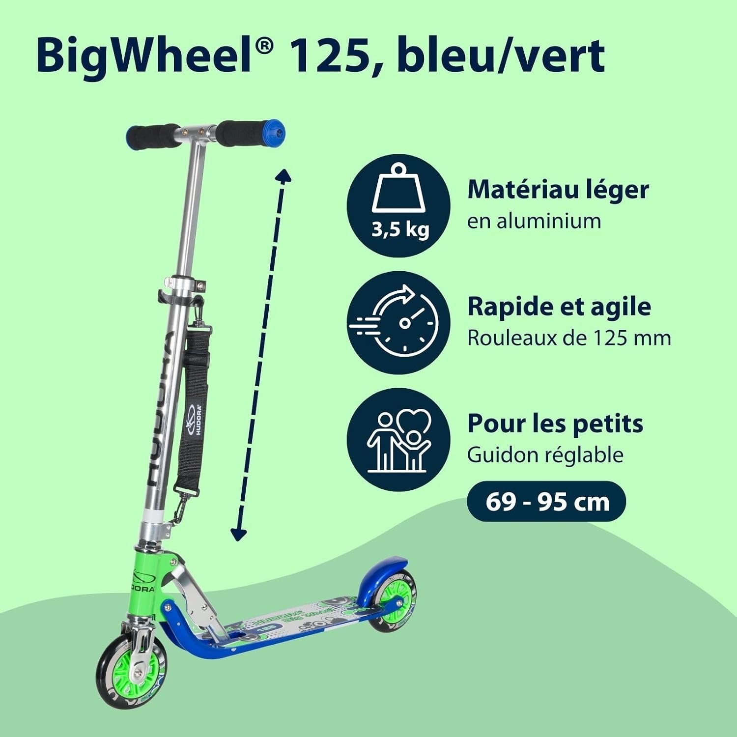 Hudora Trottinette pliable réglable - Jusqu'à -46% sur vos déplacements