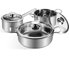 Batterie de cuisine 6 pièces inox - Jusqu'à 46% de réduction