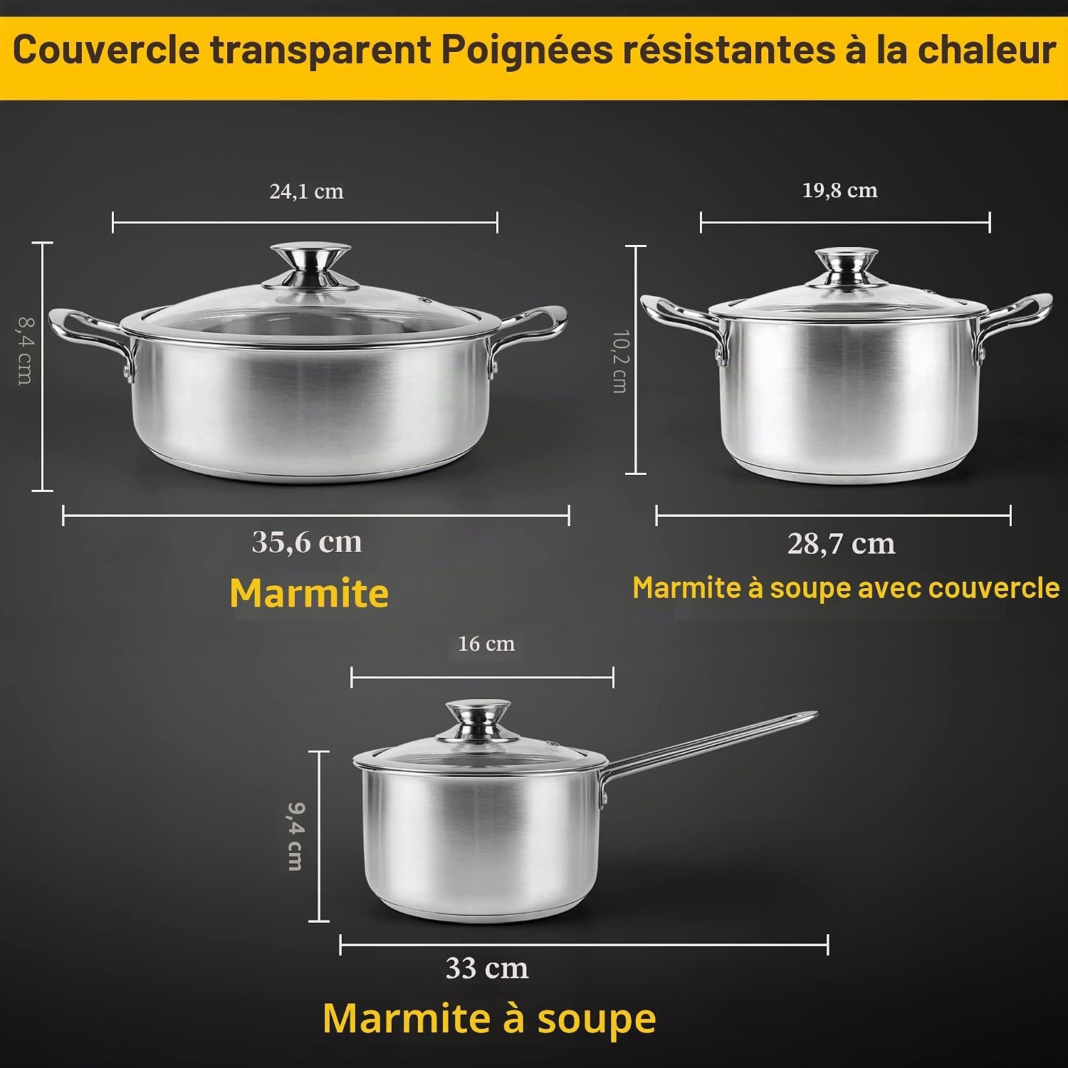 Batterie de cuisine 6 pièces inox - Jusqu'à 46% de réduction