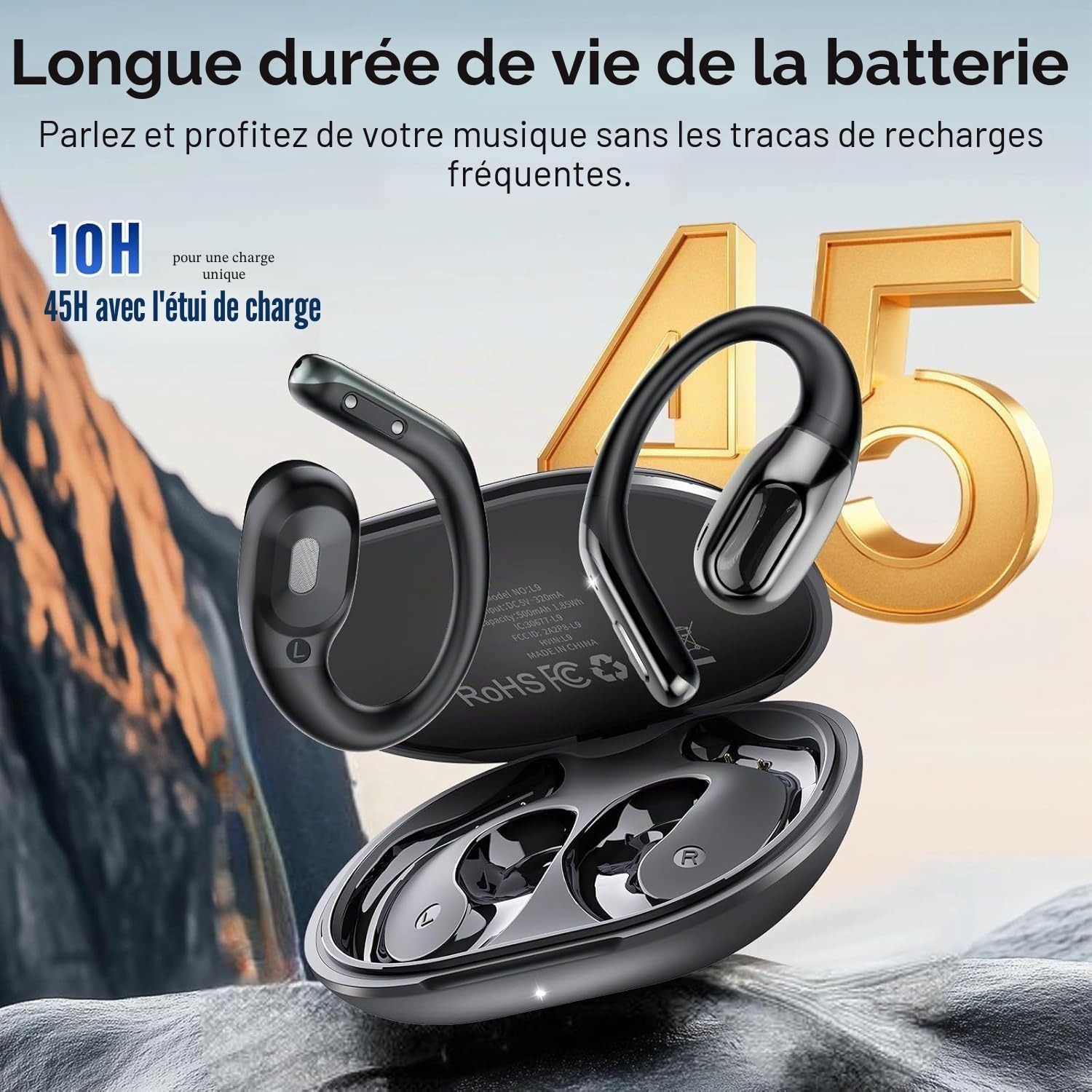Casque sport open-ear étanche IPX7 - Bluetooth 5.0 - Jusqu'à -43%