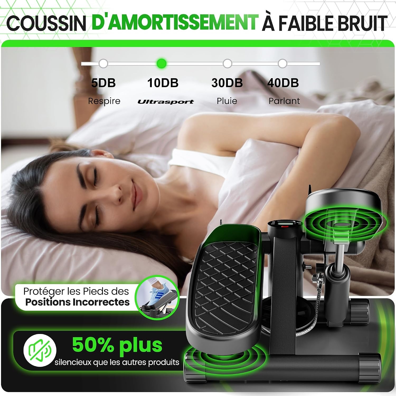 Ultrasport Mini Stepper Fitness 2-en-1 avec Bandes - Jusqu'à -45% sur l'Outlet