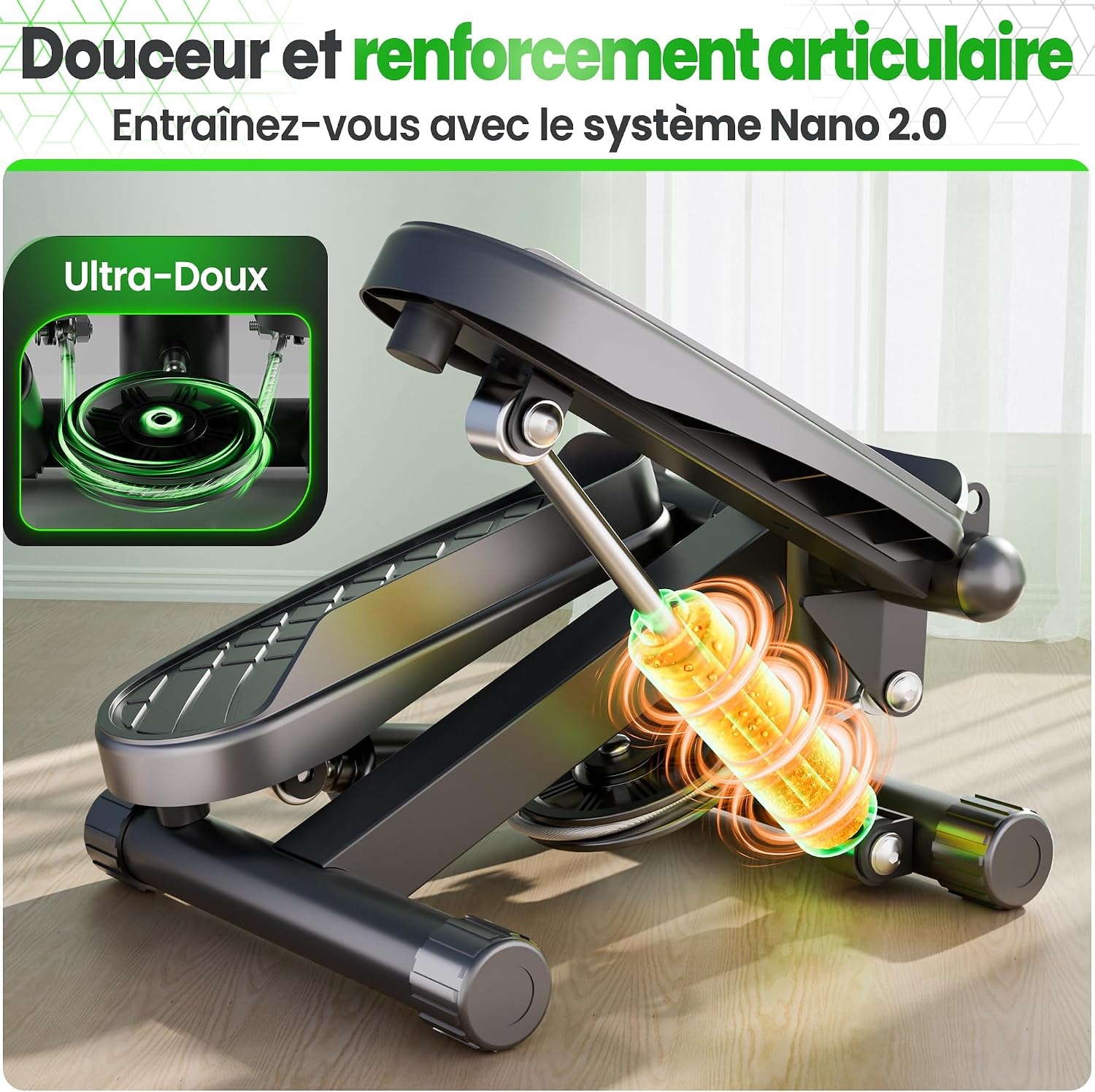 Ultrasport Mini Stepper Fitness 2-en-1 avec Bandes - Jusqu'à -45% sur l'Outlet