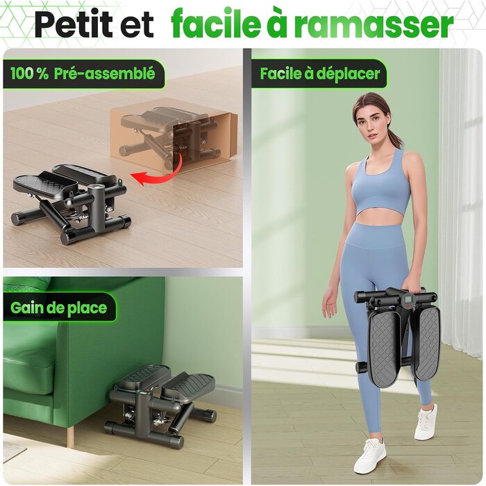 Ultrasport Mini Stepper Fitness 2-en-1 avec Bandes - Jusqu'à -45% sur l'Outlet