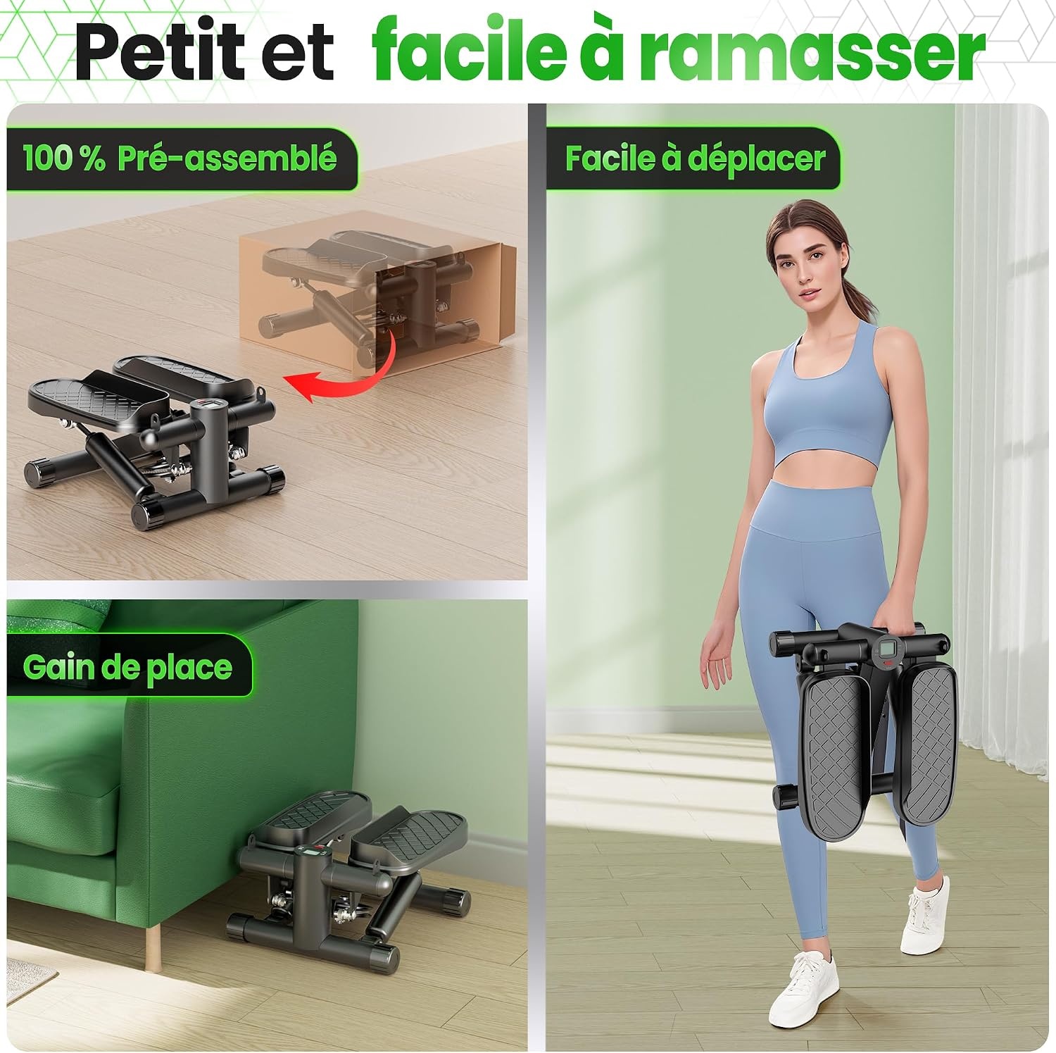 Ultrasport Mini Stepper Fitness 2-en-1 avec Bandes - Jusqu'à -45% sur l'Outlet