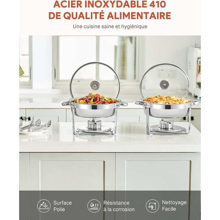 Lot de 2 Chafing Dishes 5,5L en inox - Jusqu'à -46% sur l'outlet