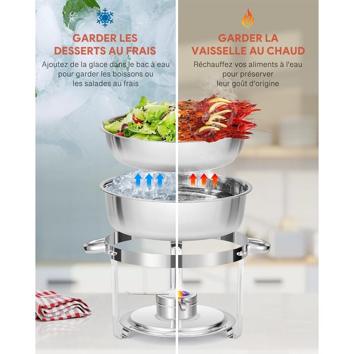 Lot de 2 Chafing Dishes 5,5L en inox - Jusqu'à -46% sur l'outlet