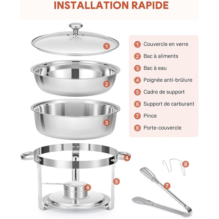 Lot de 2 Chafing Dishes 5,5L en inox - Jusqu'à -46% sur l'outlet