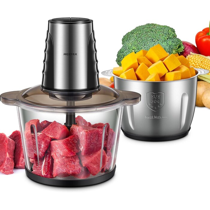 Mini hachoir électrique 500W - 2 bols (inox/verre 3L) - Jusqu'à -45%