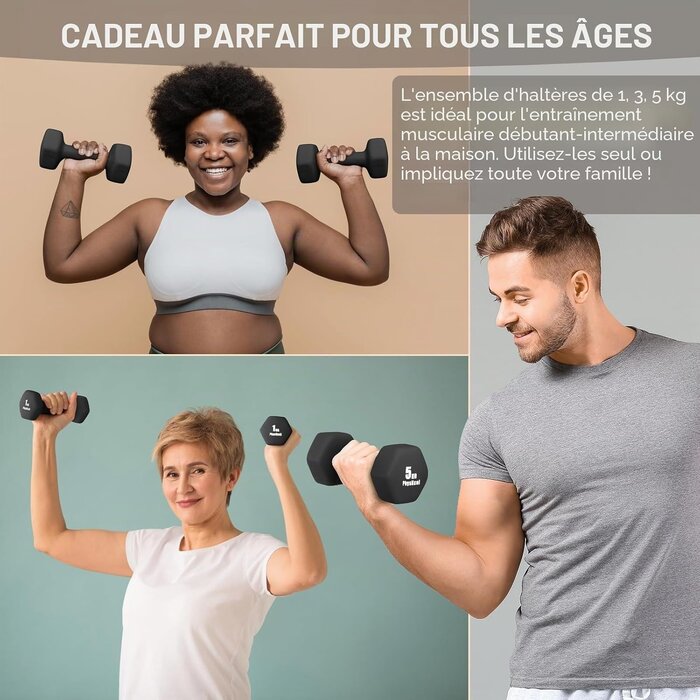 Kit d'haltères néoprène 18kg avec support - Jusqu'à -46% de réduction