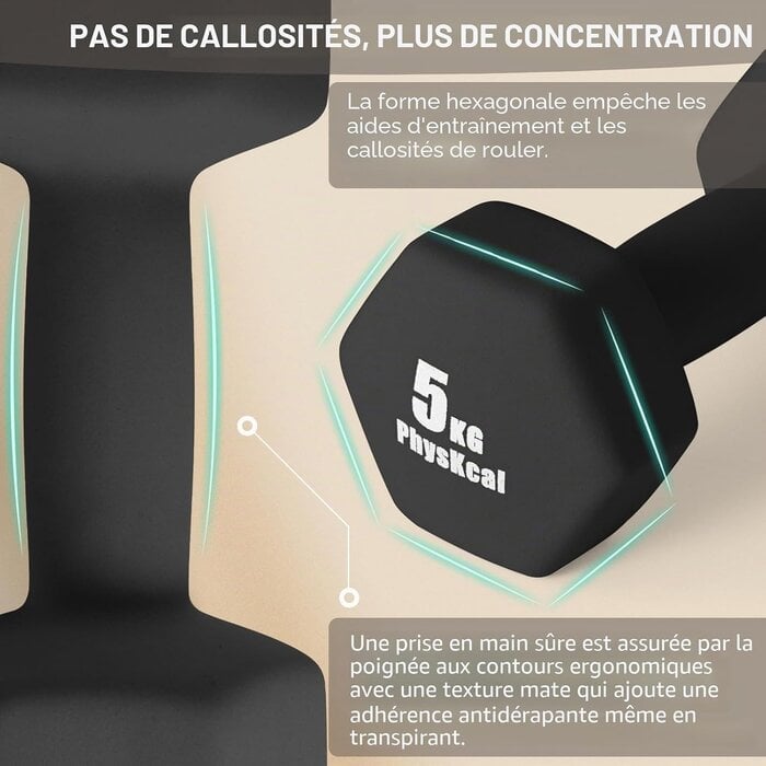 Kit d'haltères néoprène 18kg avec support - Jusqu'à -46% de réduction