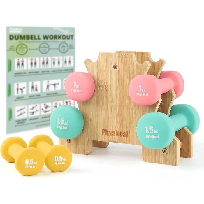 Kit d'haltères néoprène 18kg avec support - Jusqu'à -46% de réduction