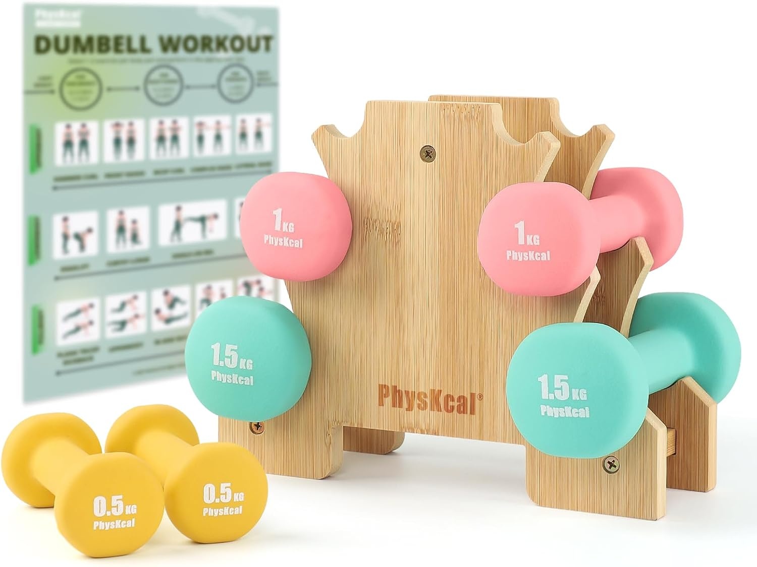 Kit d'haltères néoprène 18kg avec support - Jusqu'à -46% de réduction