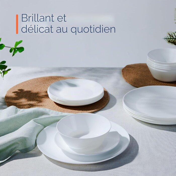 Service de table 18 pièces pour 6 personnes - Blanc - Jusqu'à -45%