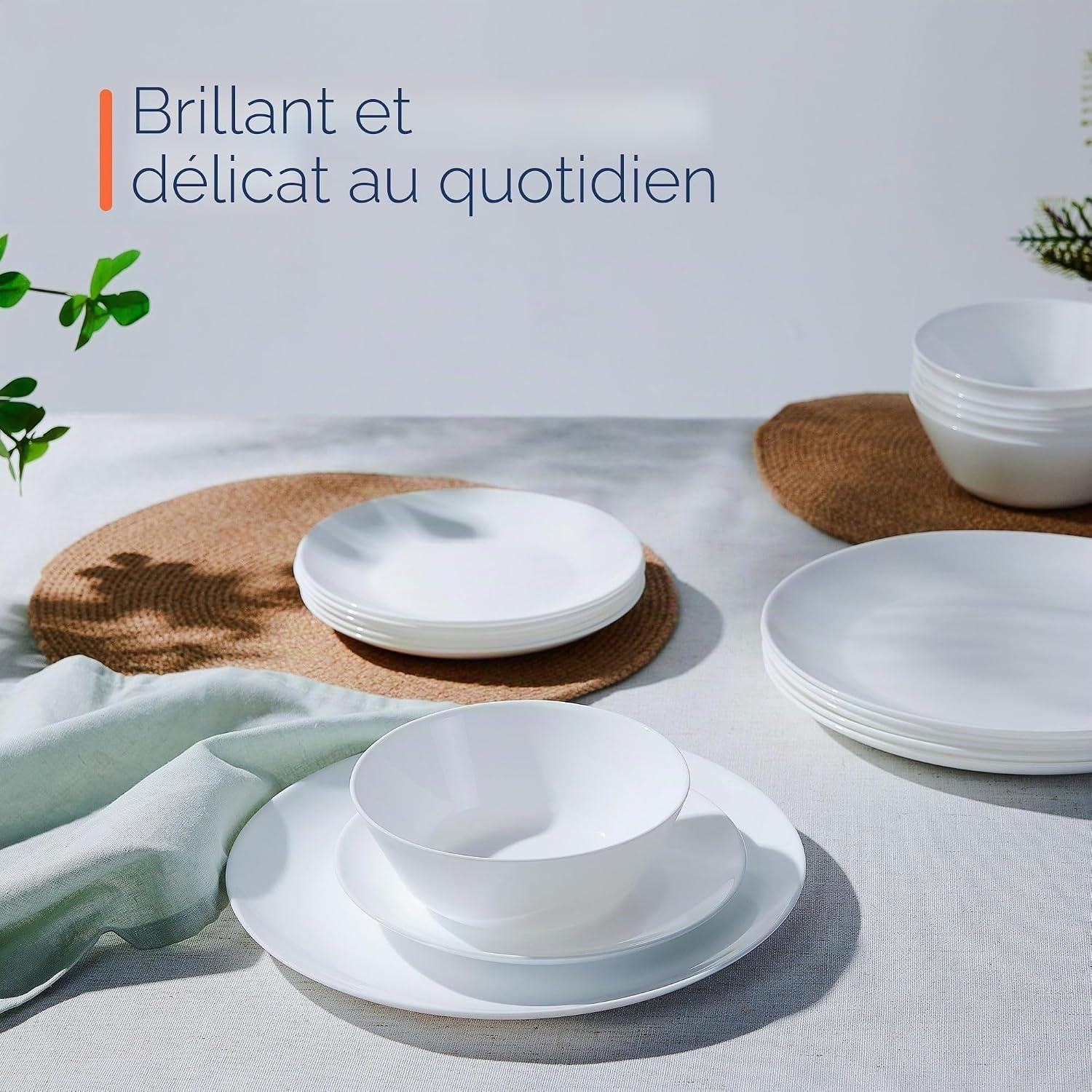 Service de table 18 pièces pour 6 personnes - Blanc - Jusqu'à -45%