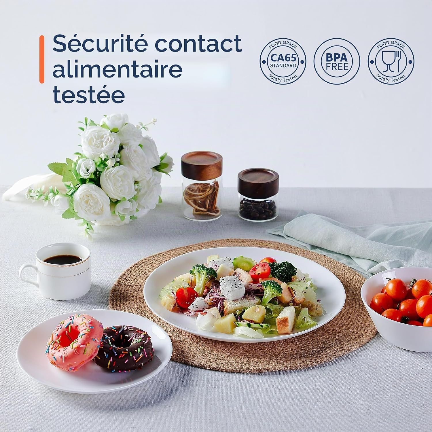 Service de table 18 pièces pour 6 personnes - Blanc - Jusqu'à -45%