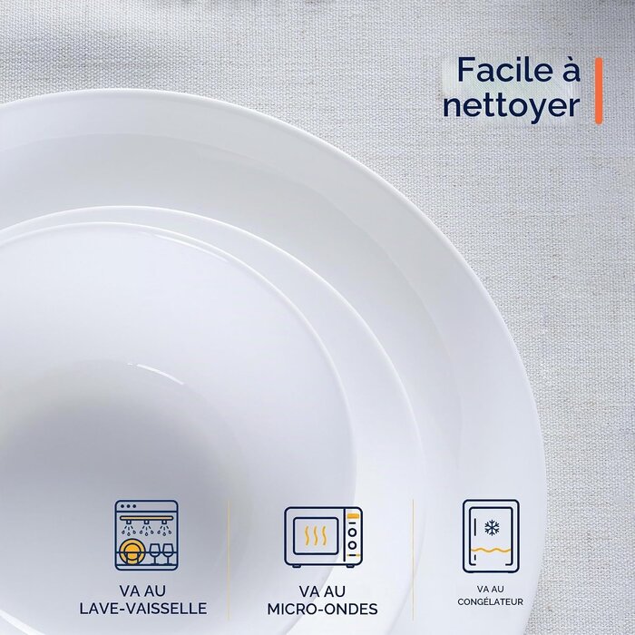 Service de table 18 pièces pour 6 personnes - Blanc - Jusqu'à -45%