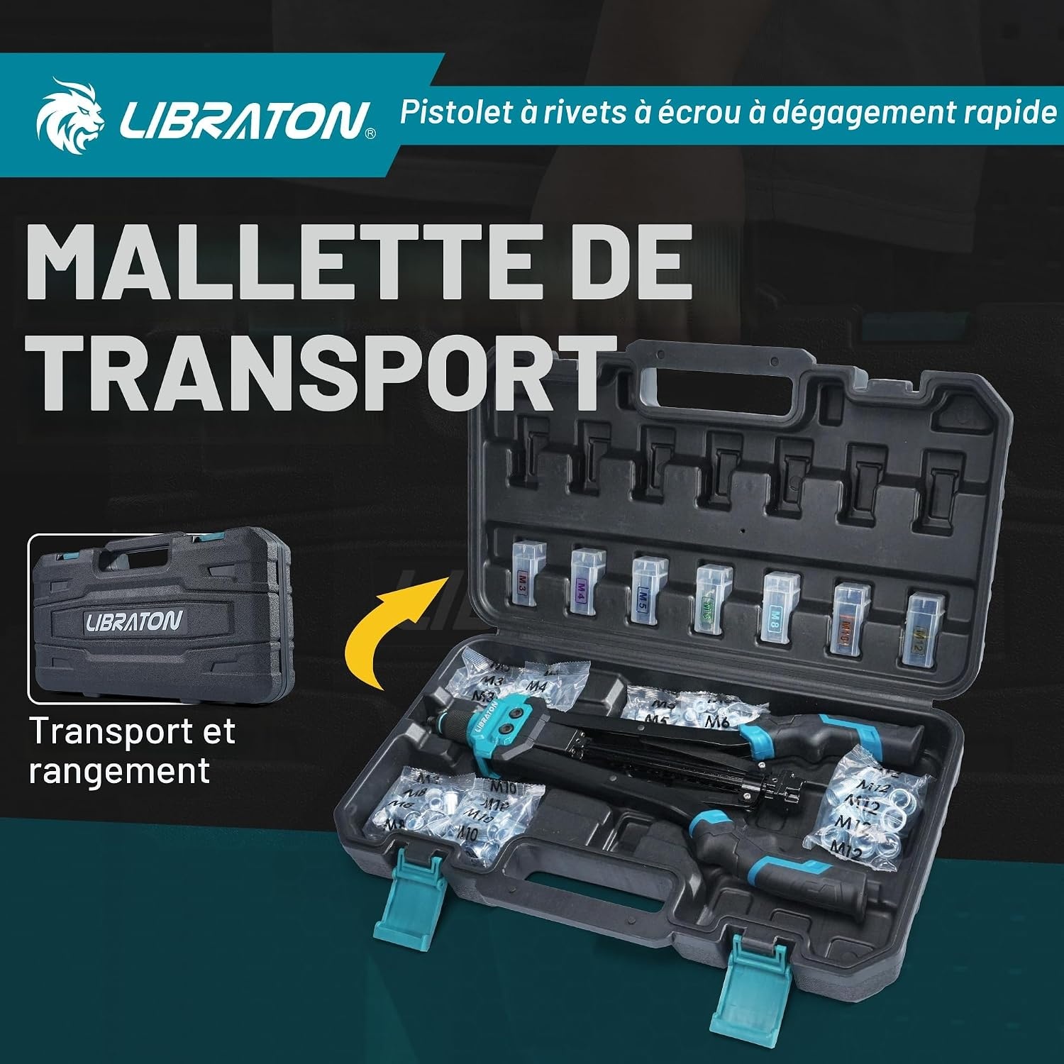 Pince à écrous à sertir 16" avec 7 mandrins + 70 écrous - Jusqu'à -46%