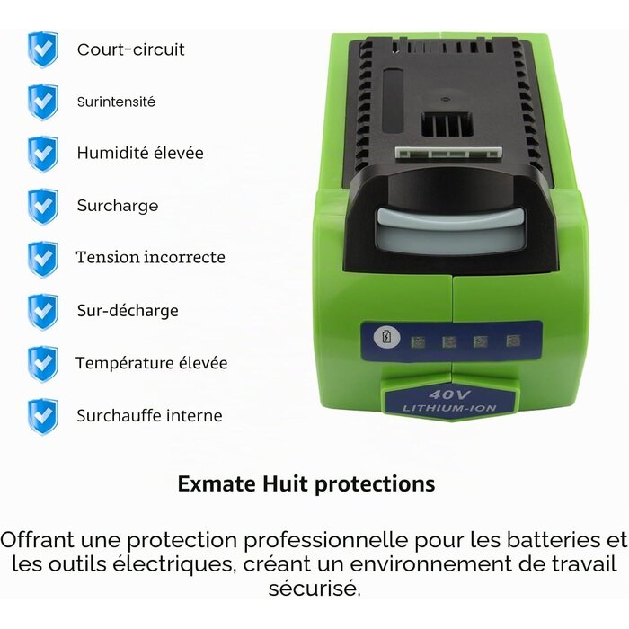 Batterie 40V 5.0Ah Li-Ion pour outils - Jusqu'à -46%