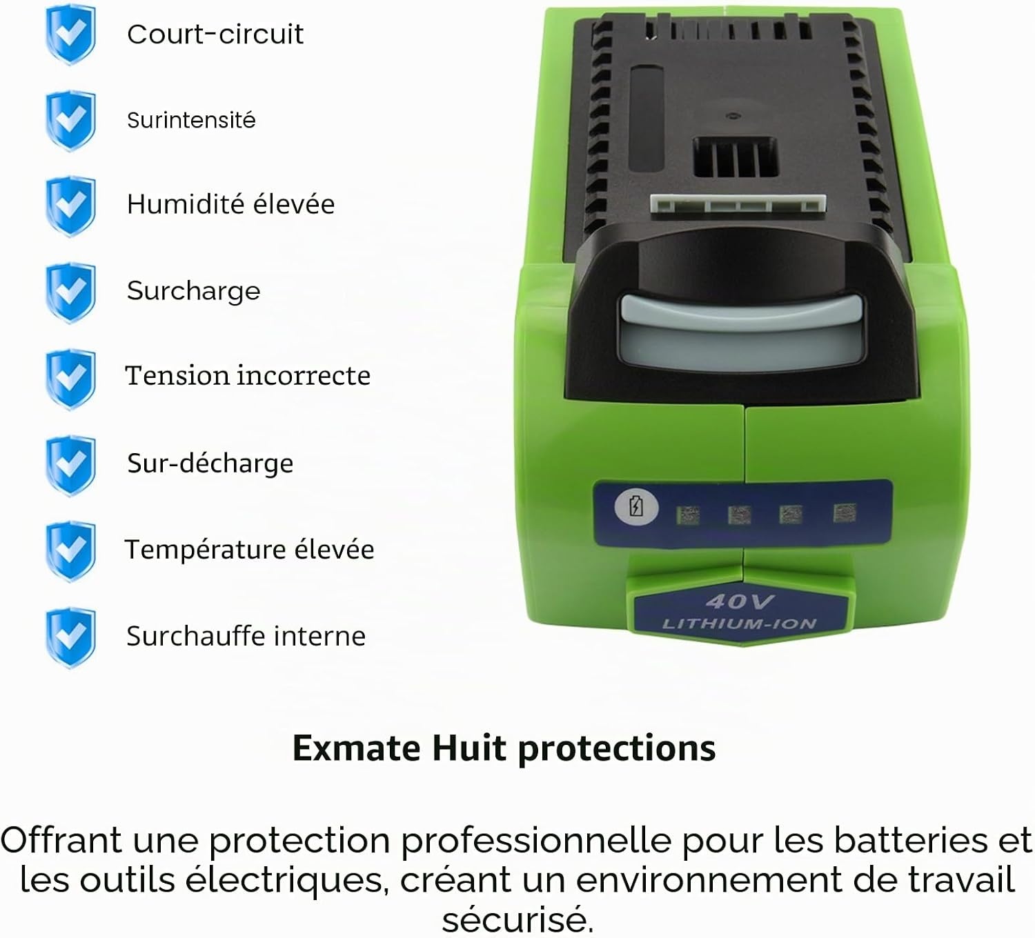 Batterie 40V 5.0Ah Li-Ion pour outils - Jusqu'à -46%