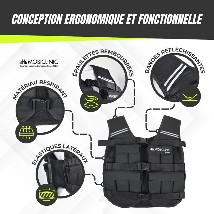 Gilet lesté fitness 20 kg ajustable - Jusqu'à 46% de réduction