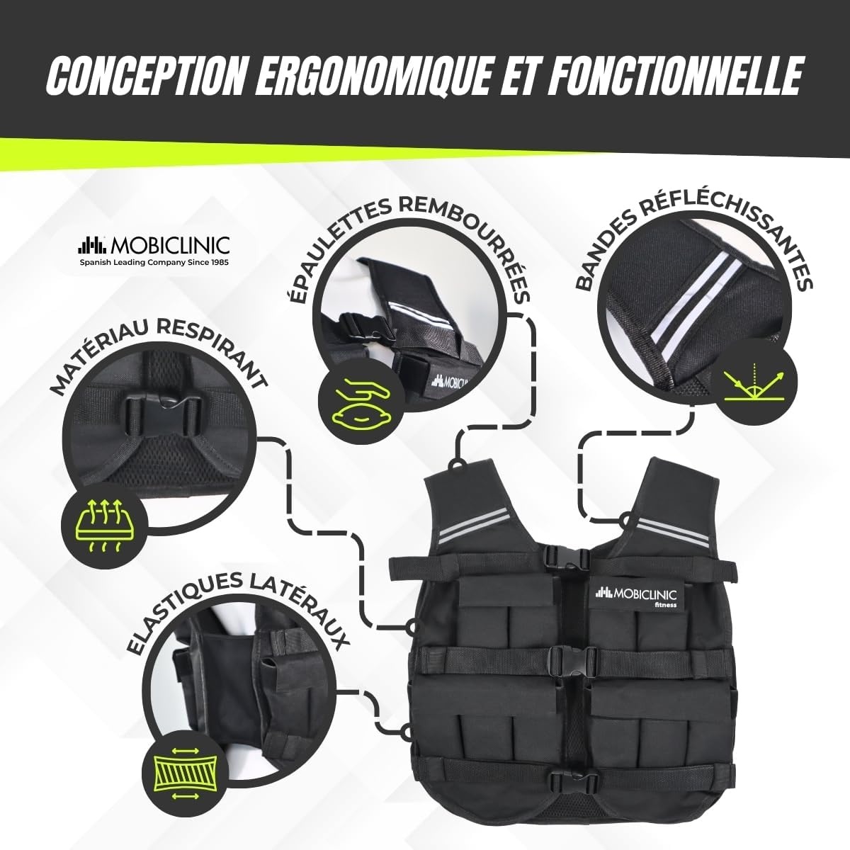 Gilet lesté fitness 20 kg ajustable - Jusqu'à 46% de réduction
