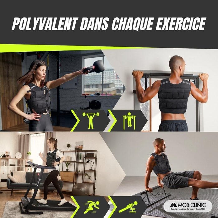 Gilet lesté fitness 20 kg ajustable - Jusqu'à 46% de réduction