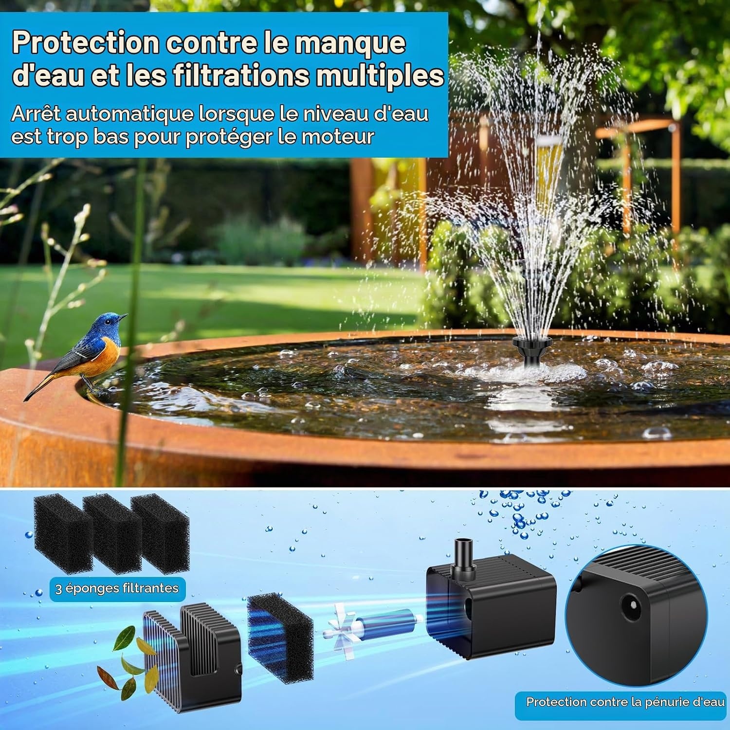 Amazon Fontaine Solaire 8W avec Batterie : Jusqu'à -29% sur votre oasis de jardin