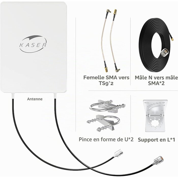 Antenne 5G N78 MIMO 15 dBi - Câble 10m - Jusqu'à -43% sur le prix neuf