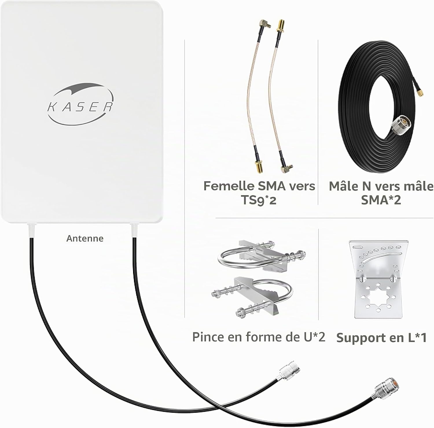 Antenne 5G N78 MIMO 15 dBi - Câble 10m - Jusqu'à -43% sur le prix neuf