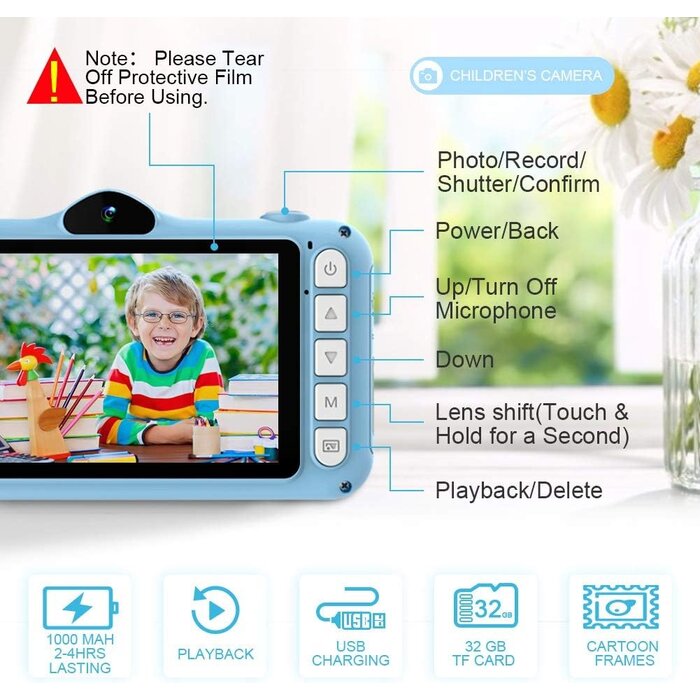 Appareil photo numérique pour enfants HD 1080P - Bleu - Jusqu'à 39% de remise